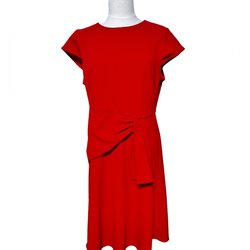 Donna Morgan Tie Front Midi Dress Red Size 12P